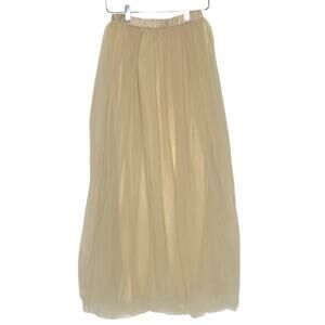 Rehab S Tulle Midi Skirt Tan Pleated Lined Fairy Whimsy Coquette Romantic
